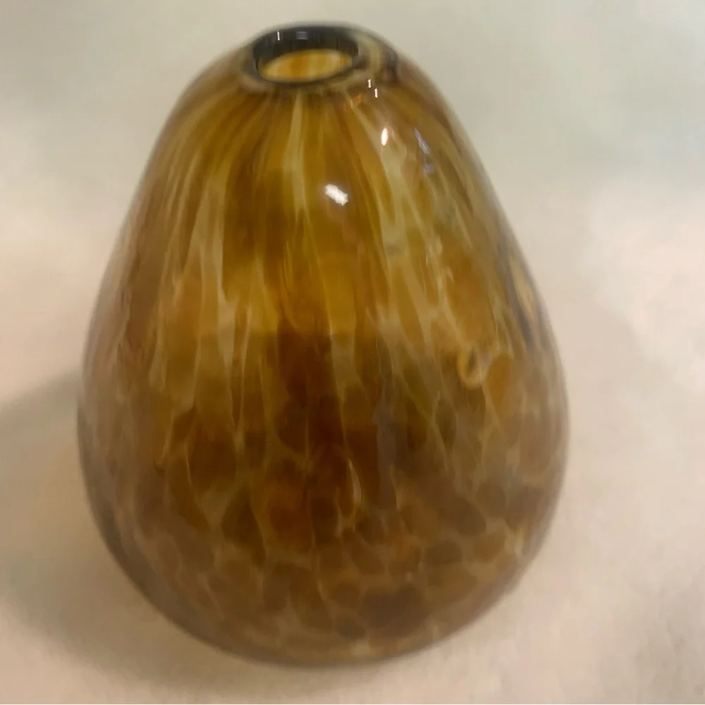 Pearlessence Hand Blown Glass Vase or Reed Diffuser Holder- Amber Brown 3”